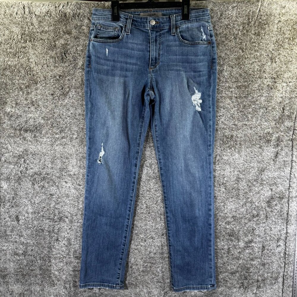 Joe's Jeans Sz 27 Straight Leg Mid Rise Distressed